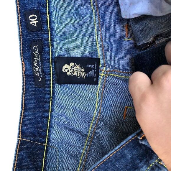 RARE Ed Hardy Embroidered Jeans Size 40 'Snake Head' - Picture 6 of 7